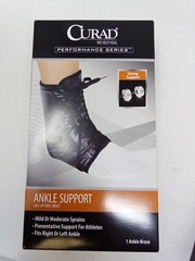 Curad Performance Series Ankle Support Lace Up Vinyl Brace Black Small box damag