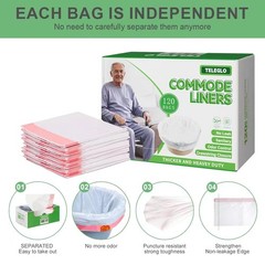 Commode Liners 120PCS Bedside Commode Liners Disposable-Portable Toilet Bags …
