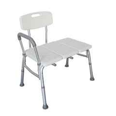 330Lb Capacity Adjustable Gray Bath & Shower Transfer Bench w/Back and Side Arm