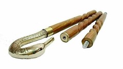 Solid Brass Head Handle Spiral Brown Polished Wooden Walking Stick Perfect Gift