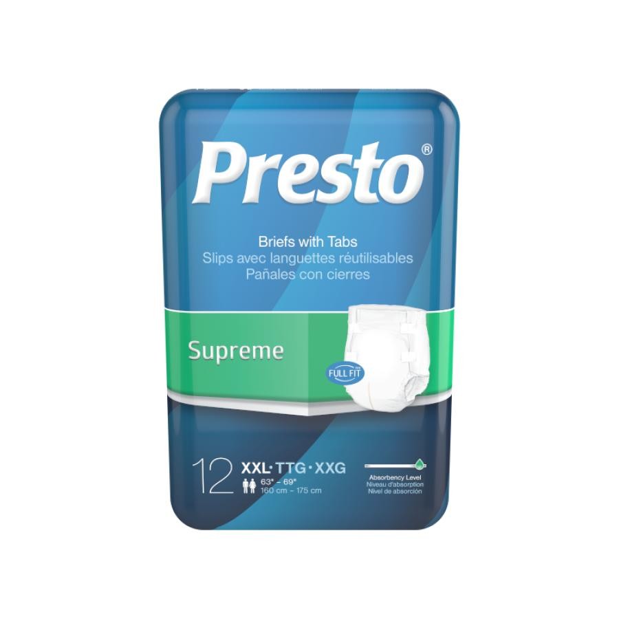 Drylock Presto Supreme Briefs XX-Large 63 Inch -69 Inch 12 Count, ABB21060