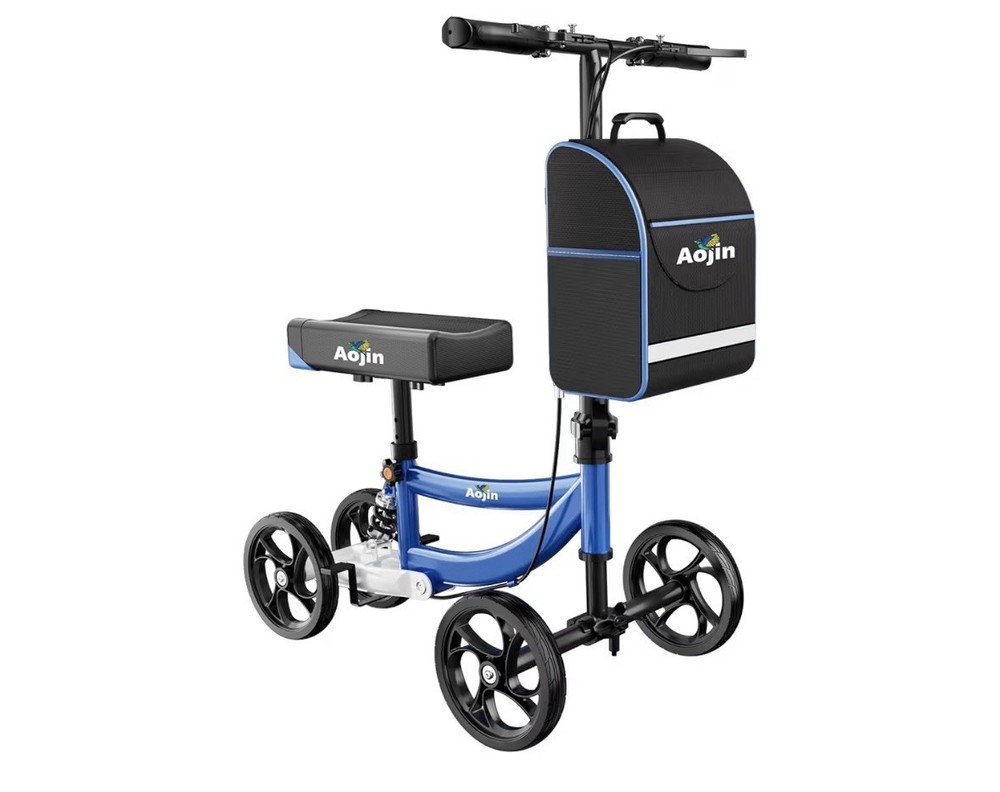 Knee Scooter 300lbs Capacity, 13″ Big PU Seat, All Terrain Foldable Knee Scooter