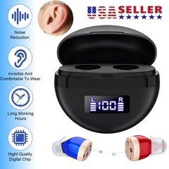 Pair Rechargeable Digital Invisible Hearing Aids Sound Voice Amplifier Mini ITE