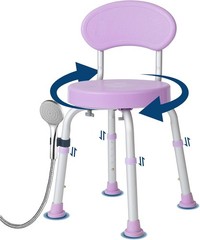 360° Swivel Shower Chair with Back Heavy Duty Bath Seat 330 lb Capacity Non-Slip