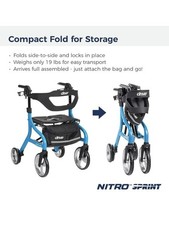 Drive Medical Nitro Sprint Rollator Walker Heavy Duty w/ Seat Blue