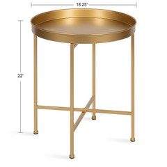 Kate And Laurel Celia Glam Round Side Table 18.25 X 18.25 X 22 Gold Modern