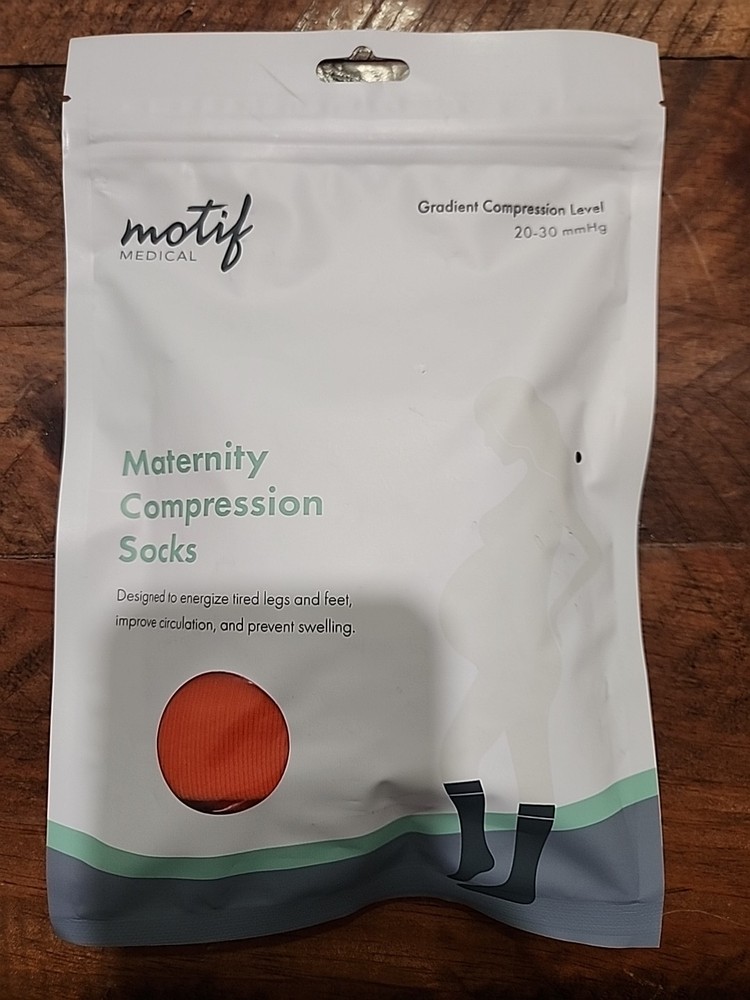 New! MOTIF Maternity Compression Socks X-LARGE 20-30mmHg Teal, Orange, Pink