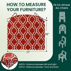 HARBOREST Outdoor Chair Cushions Set 17″x16″x2″ (4 Pack), Wine Red Geometry
