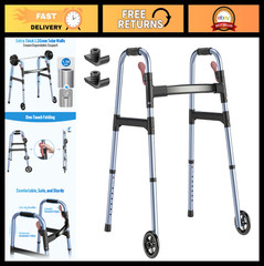 Lightweight Foldable Walker for Seniors – 350lb Capacity, Adjustable Height, Eas