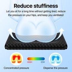 Gel Seat Cushion, Cooling Thick Big 18.9 x 17.7 x 1.6 inches, Black
