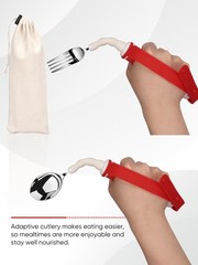 Adaptive Utensils for Disability Gadgets Swivel Fork Spoon Easy White + Red