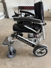Foldawheel Foldable Power Wheelchair Joystick Footrest Black/Silver
