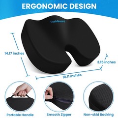 Tushguard Seat Cushion for Office Chair Memory Foam Non-Slip Cushion Back, Relie