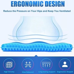 Gel Seat Cushion with Honeycomb Design for Pain Relief – 16.5×14.5in