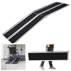7FT Wheelchair Ramp 600LBS Capacity 84“Lx28.7“W Non-Skid Aluminum Access Ramp