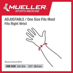 Mueller Green Fitted Wrist Brace, Right Hand, Unisex, One Size Fits Most, Black