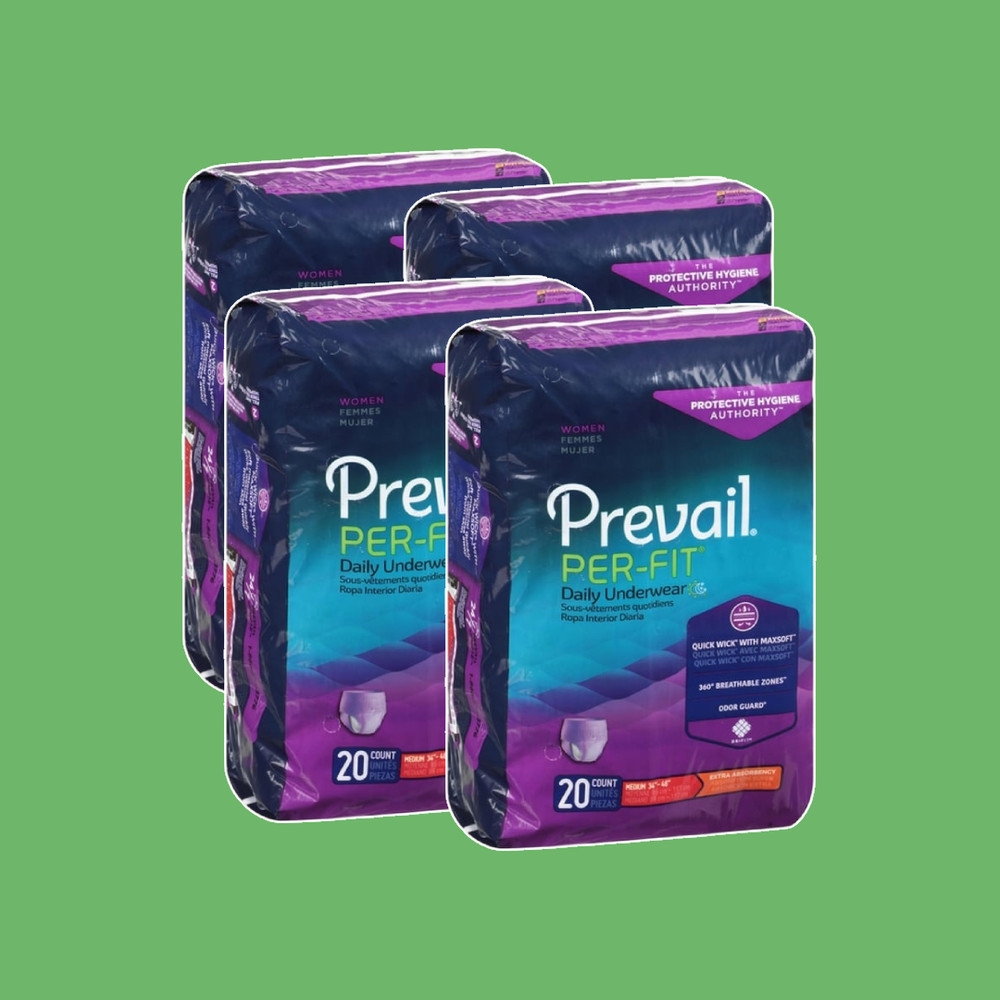 Pack of 4 or 2 Prevail Per-Fit Unisex Incontinence Underwear Medium Bag of 20