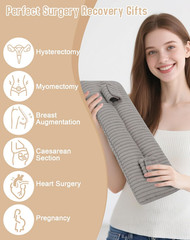 Comfort Seat Belt Pillow for Surgery Recovery – Light Gray Corduroy Cushion
