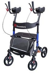 Aliseniors Rollator Foldable Adjustable Armrests All-Terrain Dual Brakes Storage