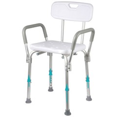 Heavy Duty Shower Chair with Arms and Back 350lbs Adjustable Bath Seat White