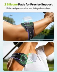 Rakiie Tennis Elbow Brace Adjustable with Silicone Pads for Pain Relief