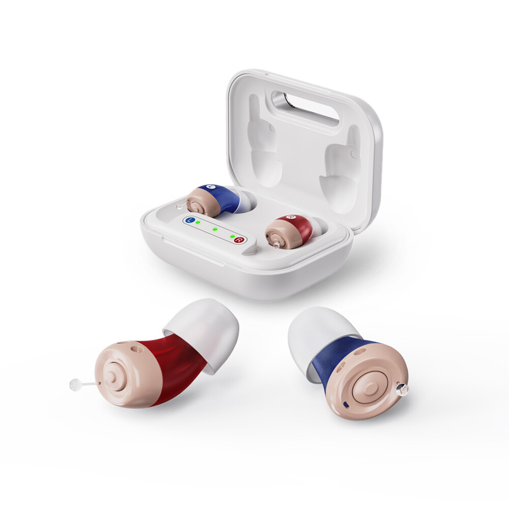JINGHAO Rechargeable Hearing Aids Mini ITE Hearing Amplifier Sound Enhance L/R