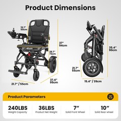 Lightweight 38Lb Foldable Electric Wheelchair Intelligent 300Lb All Terrain New