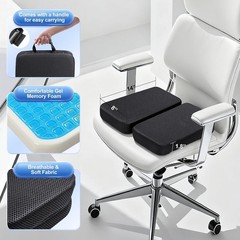 Thick Non-Slip Memory Foam Seat Cushion with Washable Cover & Storage Pocket