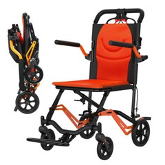 Portable Transport Chair 18 lbs Swinging Footrests Locking Handbrake Supports