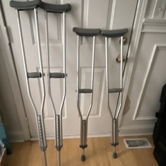 Cypress & Guardian Adjustable Aluminum Standard Adult Crutches Silver Gray Pads