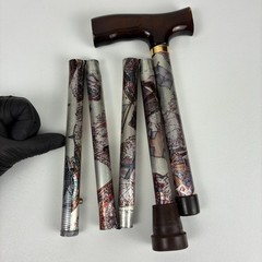 Folding Adjustable Walking Cane Compass Rose T-Handle 5 Notch 33-37 In