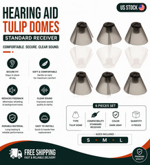 GN Resound Sure Fit Hearing Aid Standard Receiver Tulip Domes Dark Gray Split