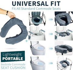 Raised Toilet Seat Cushion for Elderly, 3″ Padded Universal Fit, 3-inch thick