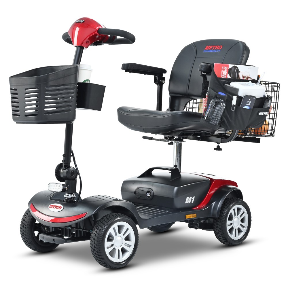 Four wheels Compact Travel Mobility Scooter with 300W Motor for Adult-300lbs RED