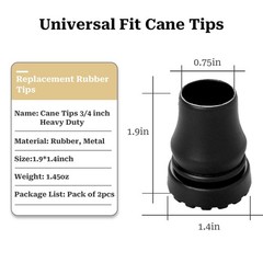 4Pcs Cane Tips 3/4 Inch Heavy Duty Rubber Cane Tips, Anti Slip TPR Replacement R