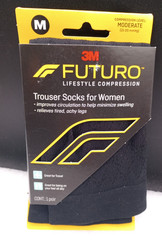 1 Pair – Futuro Trouser Socks for Women -Black Size Medium – Moderate 15-20 mmHg