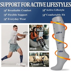 Knee-High Compression Socks – Assorted Colors for Running & Recovery (3/4 Pairs)
