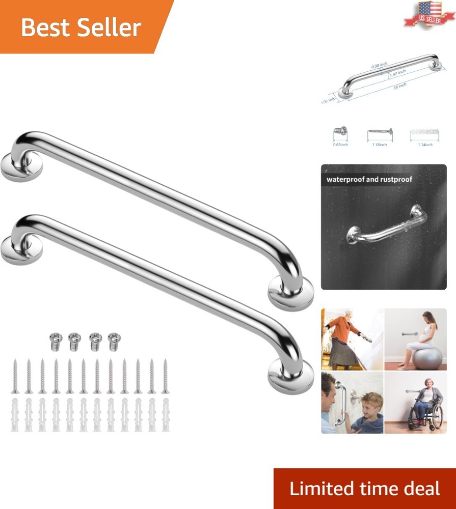 Sleek 2 Pack Shower Grab Bars – Modern 36″ Stainless Steel for Safety & Style