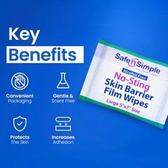 Safe n‘ Simple Large Skin Barrier Wipes No-Sting – 5″ x 7″ – 25 Count – Alcohol-