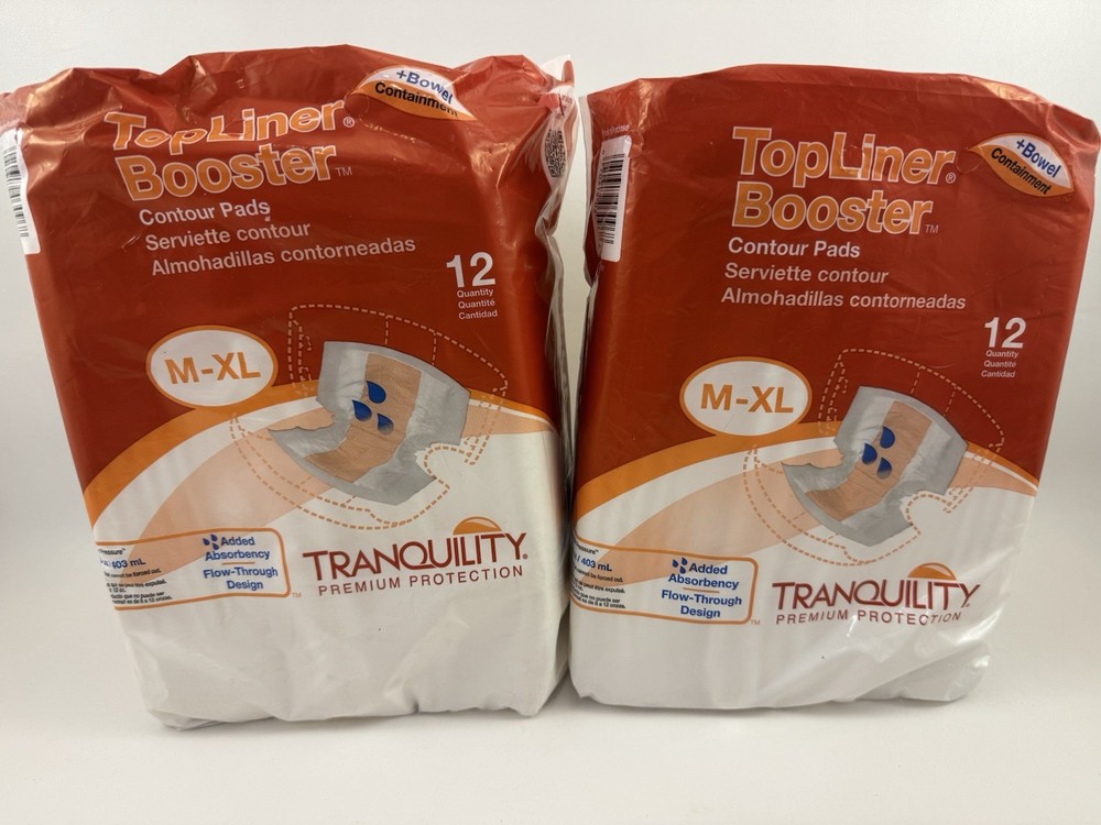 X2 Tranquility Topliner Booster Pad 13-1/2 X 21-1/2 Inch Contoured 3096 24 Ct
