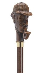 New Made in Italy Men’s Sherlock Holmes Hardwood Brown Shaft Unique Walking Cane