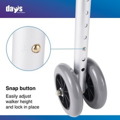 44379 Double 5″ Wide Wheels and Glide Cap for Bariatric Adjustable Walker, Ro…