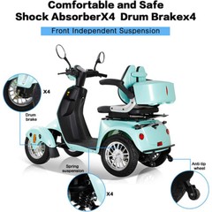 1000W 4-Wheel Electric Powered Mobility Scooter All-Terrain for Seniors & Adults
