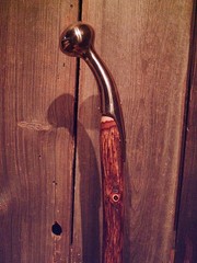 brass HAME handle walking stick natural grown hickory wood shaft made in the USA