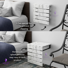 Marble Pattern Wall Mounted Folding Handmade Premium Teak Wood Seat