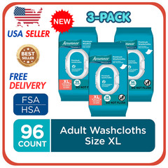 Assurance Premium Disposable Washcloth 96 Pack of 3 Wipes XL Count | Extra Large