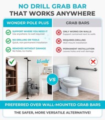 Stander Wonder Pole Plus Rotating Double Grab Bar Tension Mounted Floor to