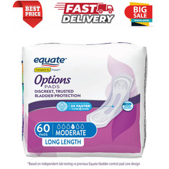 Equate Options Women’s Incontinence Pads, Leak Protection, Long Length, 60 Count