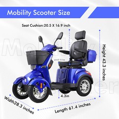 800W 4 Wheels All-Terrain Heavy Duty Senior Mobility Scooter 500lbs 31Miles