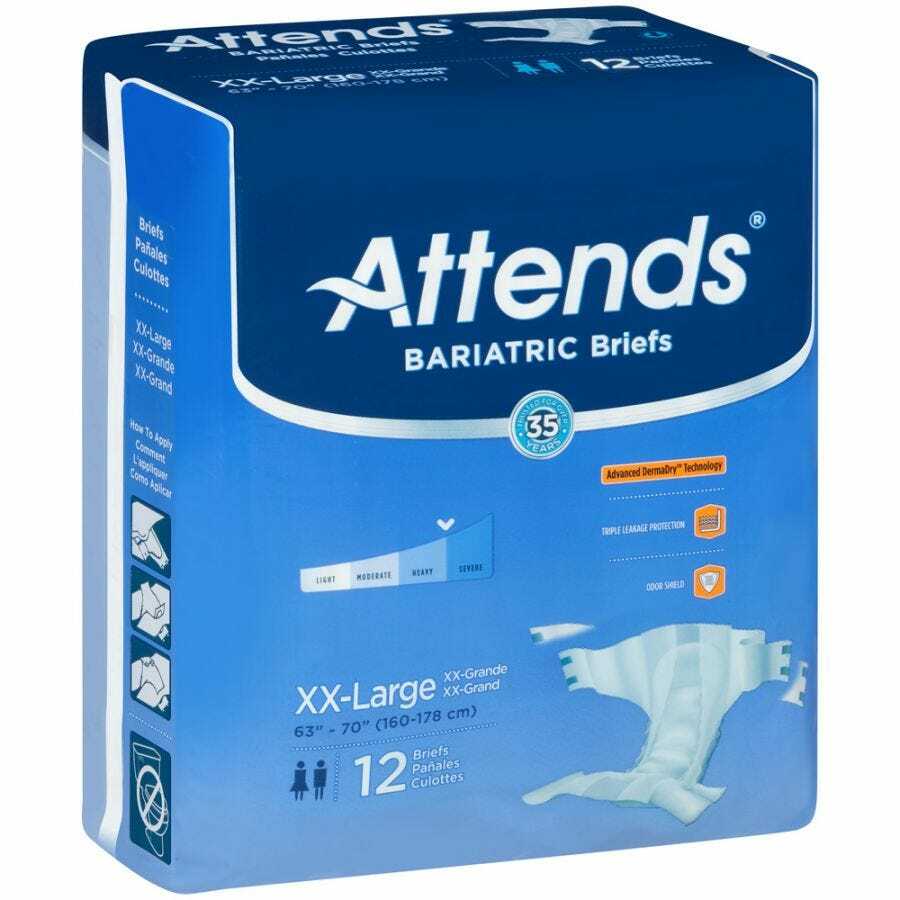 Attends DermaDry Incontinent Brief Tab Closure 2X-Large Heavy Absorbency CS/48